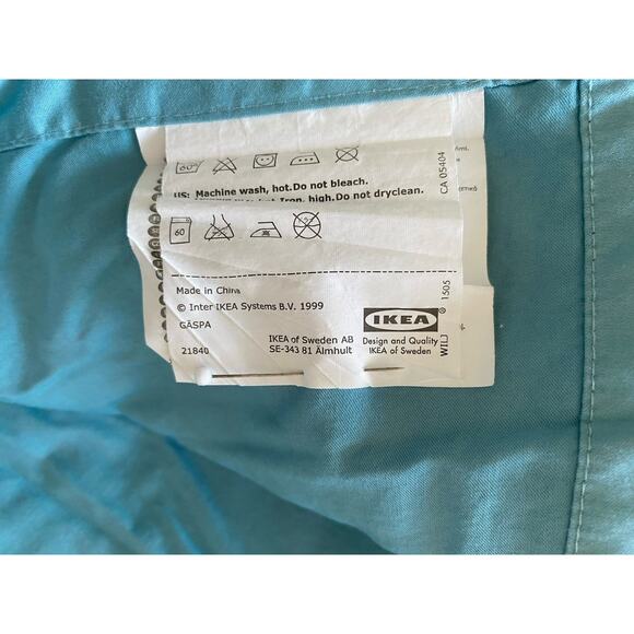 IKEA Gaspa Polished Cotton Turquoise Blue Twin Flat Sheet 74"x95" - Picture 3 of 5